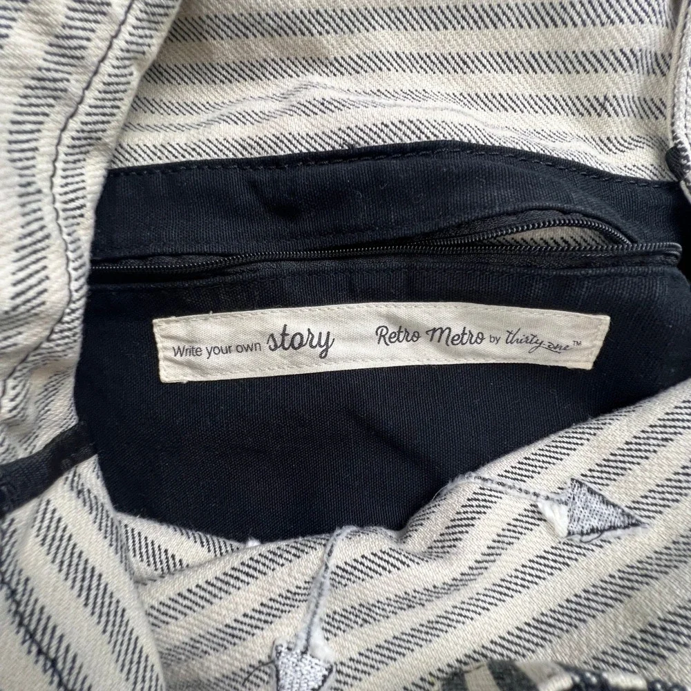 Thirty-One Retro Metro Crossbody Bag Striped Canvas Tote Summer Sailor